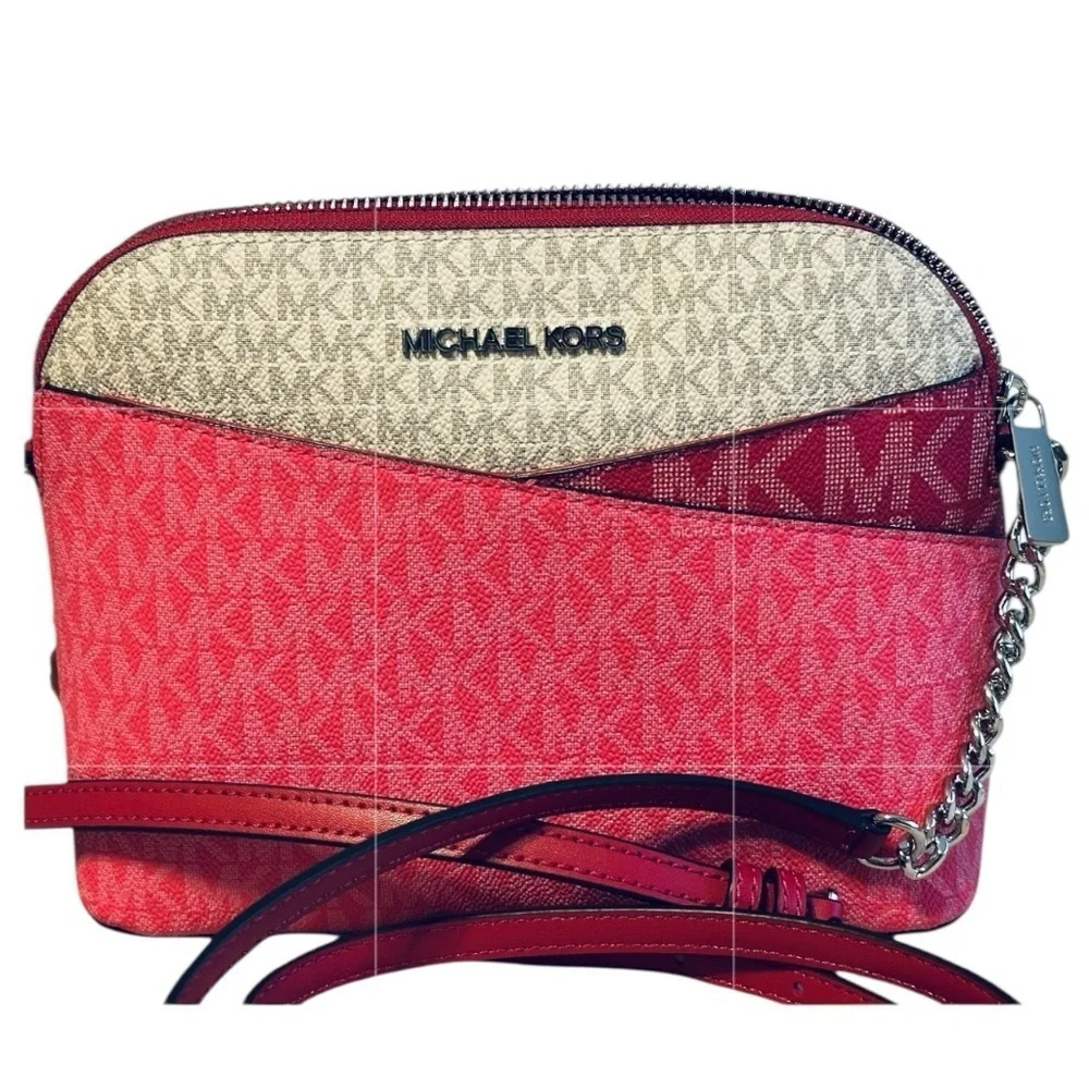 Michael Kors Jet Set Travel Medium Color-Block Signature Logo Dome Crossbody